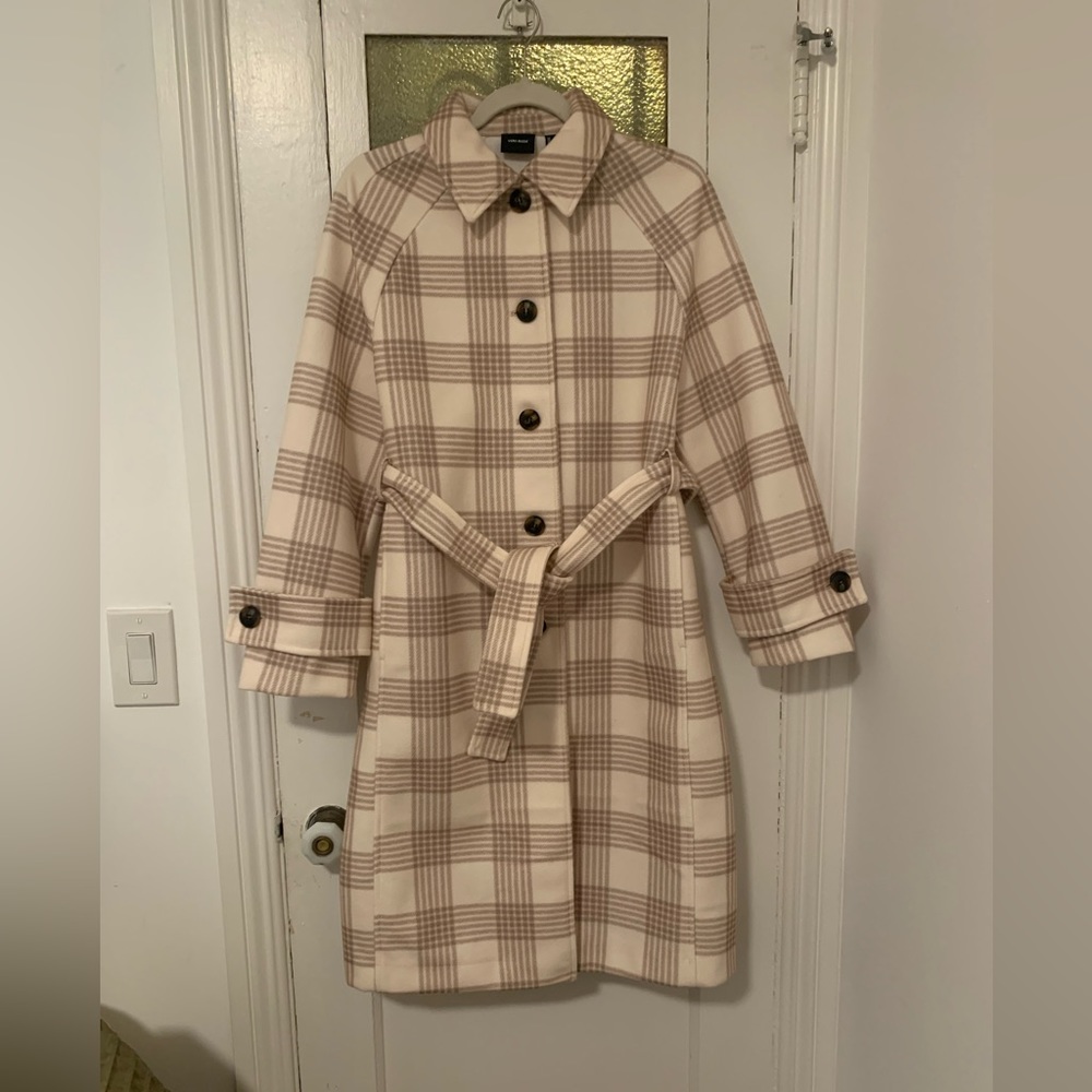 VERO MODA CHECK PLAID TIE WAIST COAT